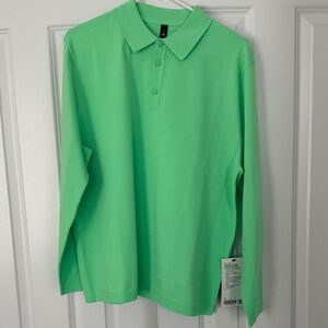 Lululemon Athletica Green Knit Long Sleeve Polo